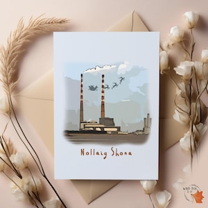 Nollaig Shona - Torres/chaminés Poolbeg! Cartão de Natal Irlandês!