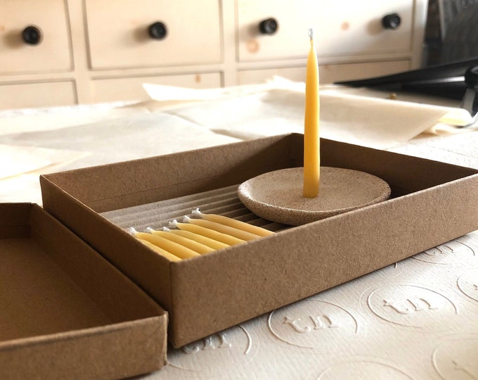 Beeswax Tiny Taper Candle Set | Hand-Dipped in Scotland | 20min candles | Mindfulness | Hygge