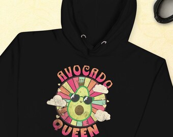 Hoodie For Avocado Lover  "Avocado Queen", Gift For Her, Gift For Vegan, Cozy Hoodie, Avocado Lover, Valentines Gift, Funny Sweater, Gift