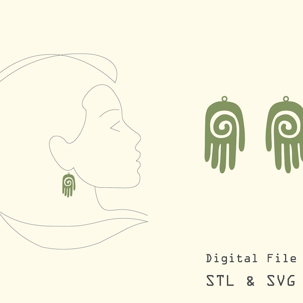 Healing Hand Earrings STL & SVG - Digital Download - Jewelry SVG, Jewelry Stl, Svg Files Earrings, Earrings Stl - Pendant, Necklace parts