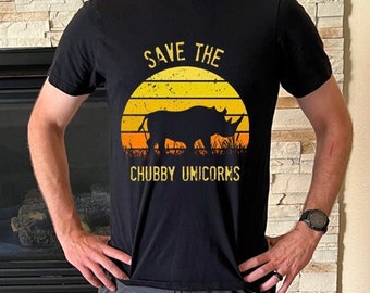 Save the Chubby Unicorns, Unisex Short Sleeve Tee, Rhinos, Funny Tees