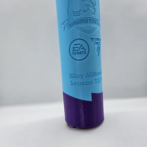 May include: A light blue plastic trophy with a purple base. The trophy features a crest with a lion and the text "Darlaston Town FC". The trophy also has the EA Sports logo and the text "Riley Millward Season 23/24".