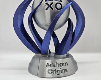 Personalisierte Playstation PS4 Platin Trophäe silber und blau