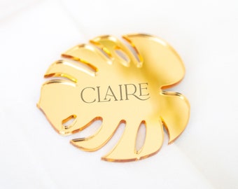 Tropical Name Place Card Charm Monstera Leaf Party Favor Name Card Table Number Tags for Place Cards Tropical Wedding