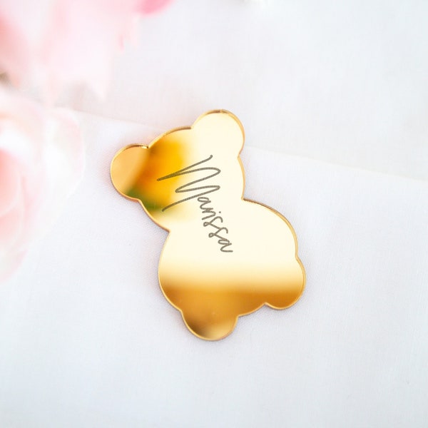 Name Place Card Drink Tag Baby Shower Teddy Bear Drink Charm Favor Name Card Table Name Tags for Drink Glass Place Cards Bear Shape