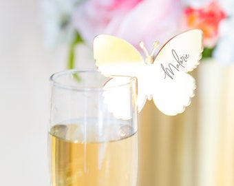 Bridal Shower Place Card Name Drink Tag Butterfly Drink Charm Favor Name Card Table Name Tags for Drink Glass Place Cards Butterfly Bridal