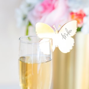 Bridal Shower Place Card Name Drink Tag Butterfly Drink Charm Favor Name Card Table Name Tags for Drink Glass Place Cards Butterfly Bridal