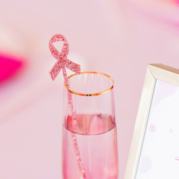 Ribbon Cancer Party Stir Sticks Swizzle Stick Cocktail Stirrers Awareness Breast Cancer Party Stir Sticks Acrylic