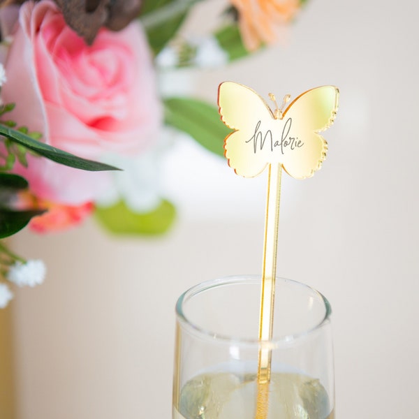 Party Stir Sticks Butterfly Shape Swizzle Stick Cocktail Stirrers Wedding Party Personalized Custom Stir Sticks Acrylic Butterflies