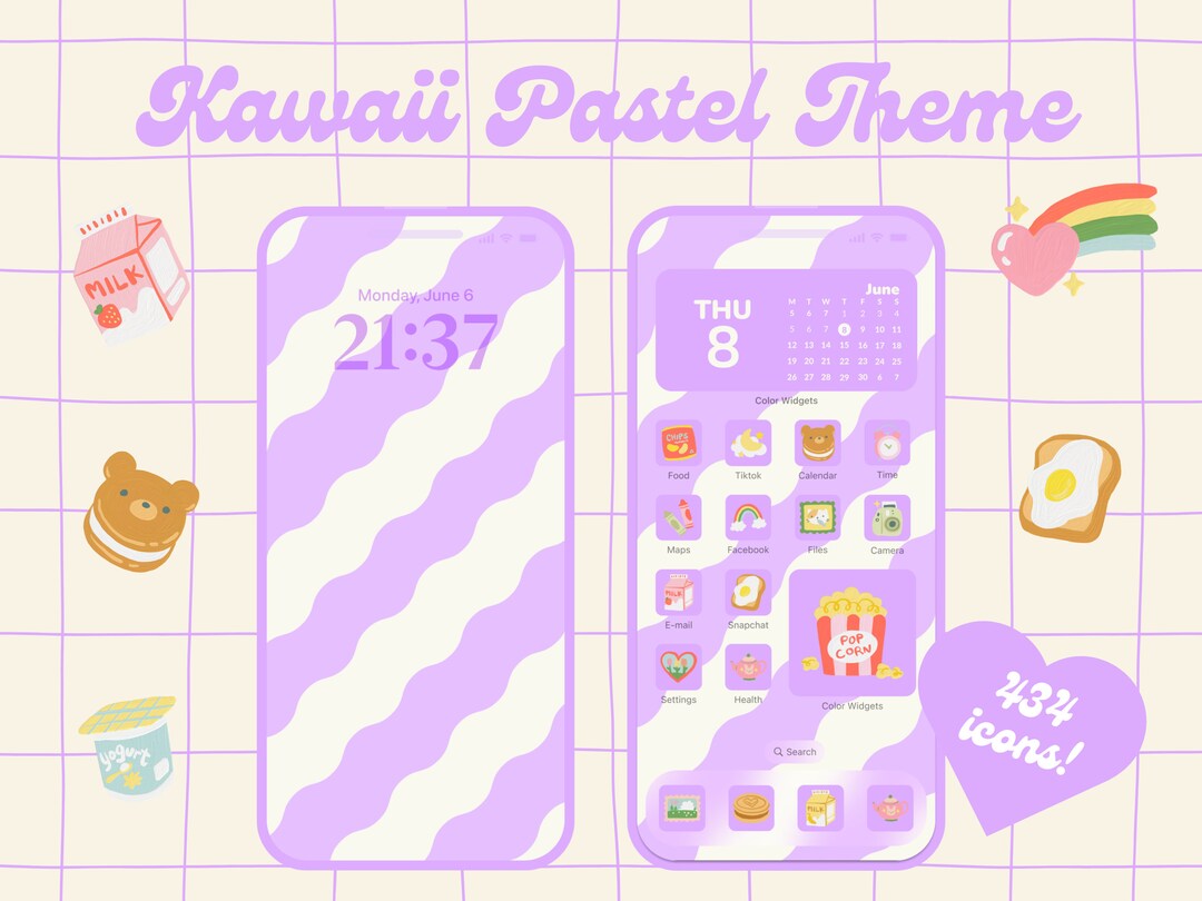Kawaii Pastels Icons Set Ios15 App Icon App Covers Cute Etsy
