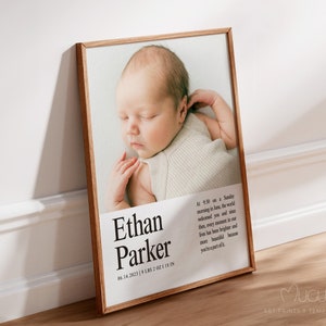 Baby Birth Stats Template: Customizable & Printable Baby Birth Announcement. Birth Stat Sign. Newborn Baby Gifts. Photo Gift. Nursery Decor.
