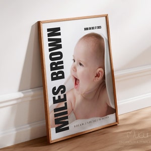 Baby Birth Stats Template: Customizable & Printable Baby Birth Announcement. Birth Stat Sign. Newborn Baby Gifts. Photo Gift. Nursery Decor.