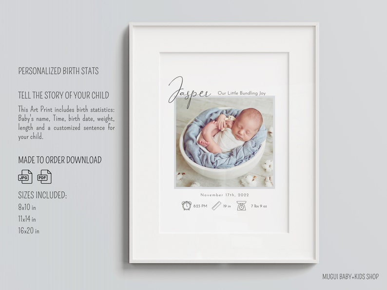 Personalized Birth Stats Print. Birth Announcement Sign Birth Etsy