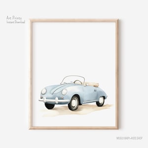 Vintage Speedster Print, retro auto kunst aan de muur, decor reizen kinderkamer, afdrukbare muur kunst, auto kinderkamer prints, decor kinderkamer, digitale DOWNLOAD