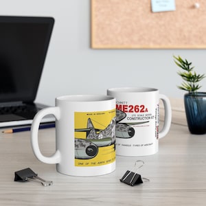 Vintage Airfix Messerschmitt Me 262a &#39;62. Ceramic Coffee Cups, 11oz, 15oz