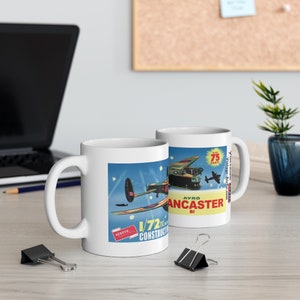 Vintage Airfix Avro Lancaster B.1 &#39;58. Xícaras de café de cerâmica, 11 onças, 15 onças
