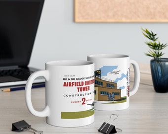 Vintage Airfix Airfield Control Tower '62. Ceramic Coffee Cups, 11oz, 15oz