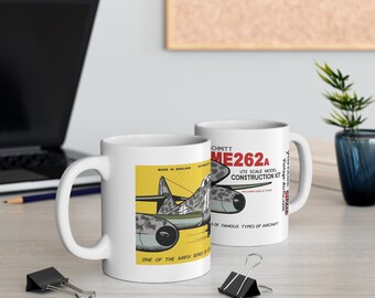 Vintage Airfix Messerschmitt Me 262a '62. Ceramic Coffee Cups, 11oz, 15oz