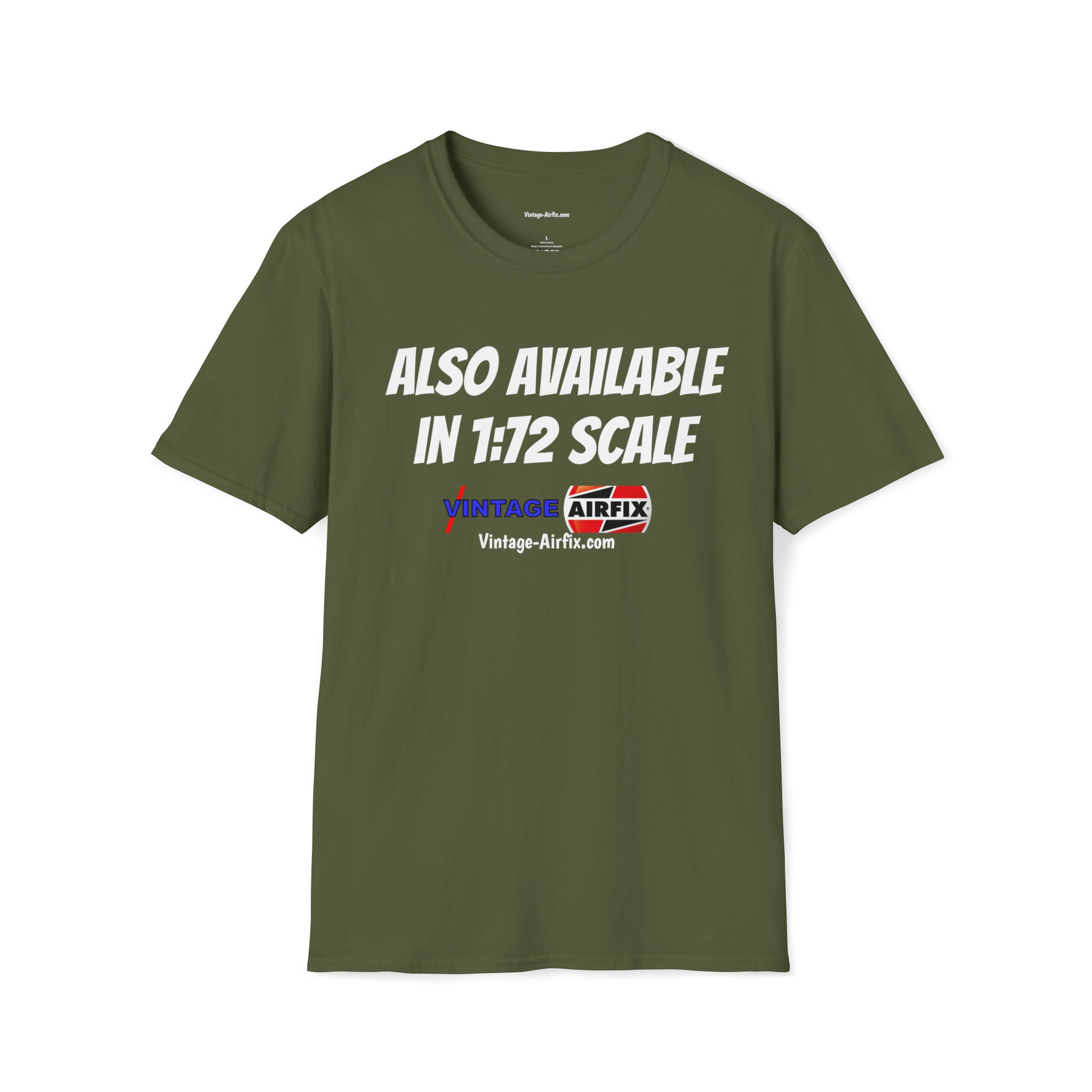 Vintage Airfix uniseks softstyle T-shirt 'Beschikbaar in schaal 1:72'