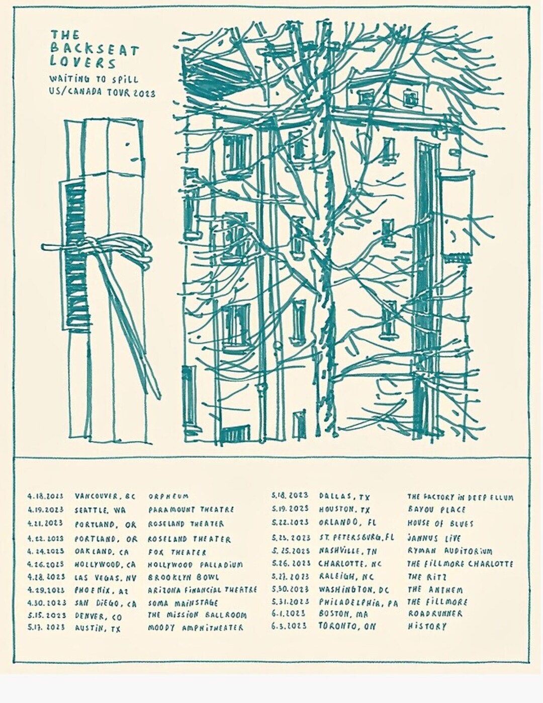 Backseat Lovers Waiting to Spill Tour Poster, Printable Etsy