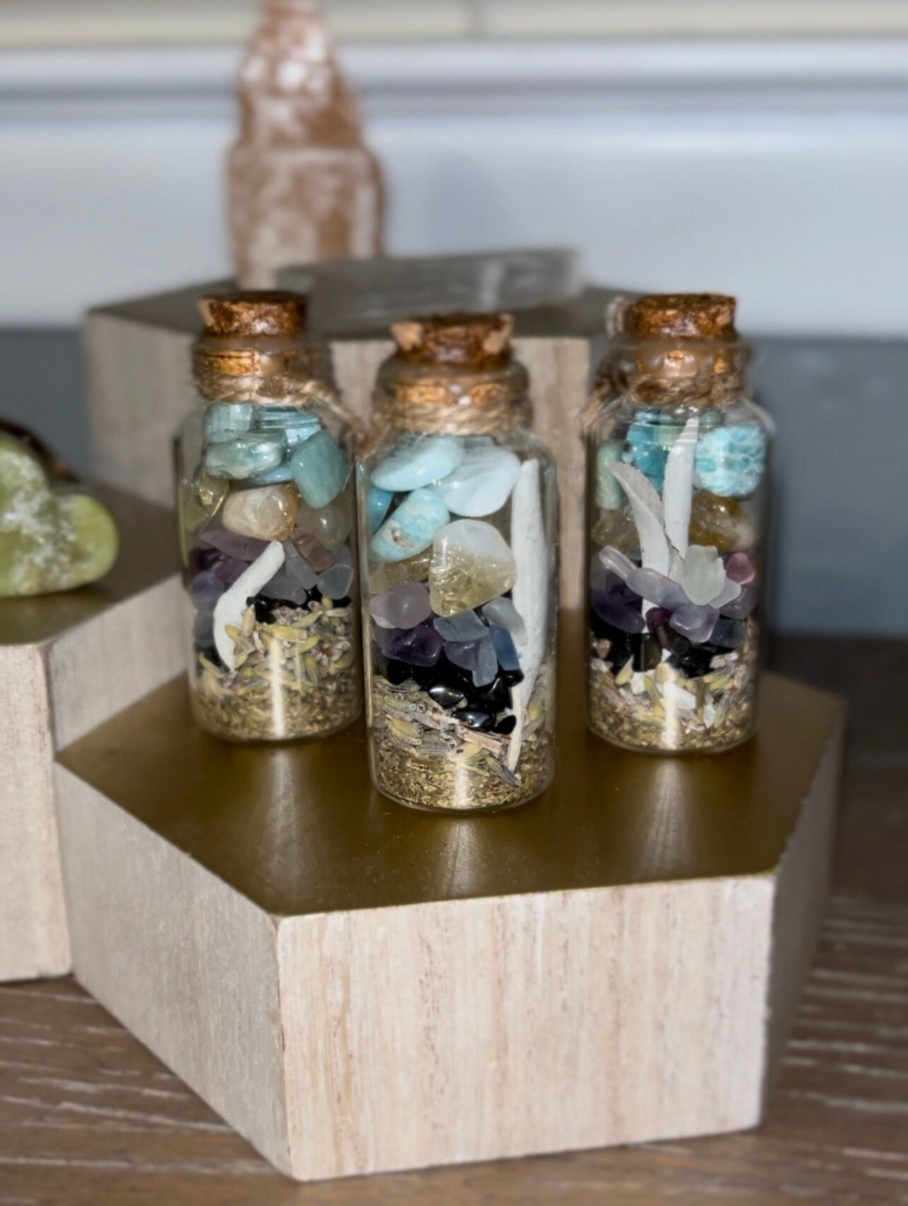 Mercury Retrograde Protection Jar | Amazonite • Citrine • Black Tourmaline • Rainbow Fluorite