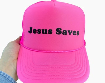 Jesus Saves Puff Print Trucker Hats, Jesus Saves Caps, Jesus Saves Hats