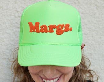 Margs Trucker Hat, Puff Print Foam Hat, Margs Trucker Cap, Margs Foam Hat, Cinco De Mayo Hat, Margarita Lover Hats, Funny Drinking Hats