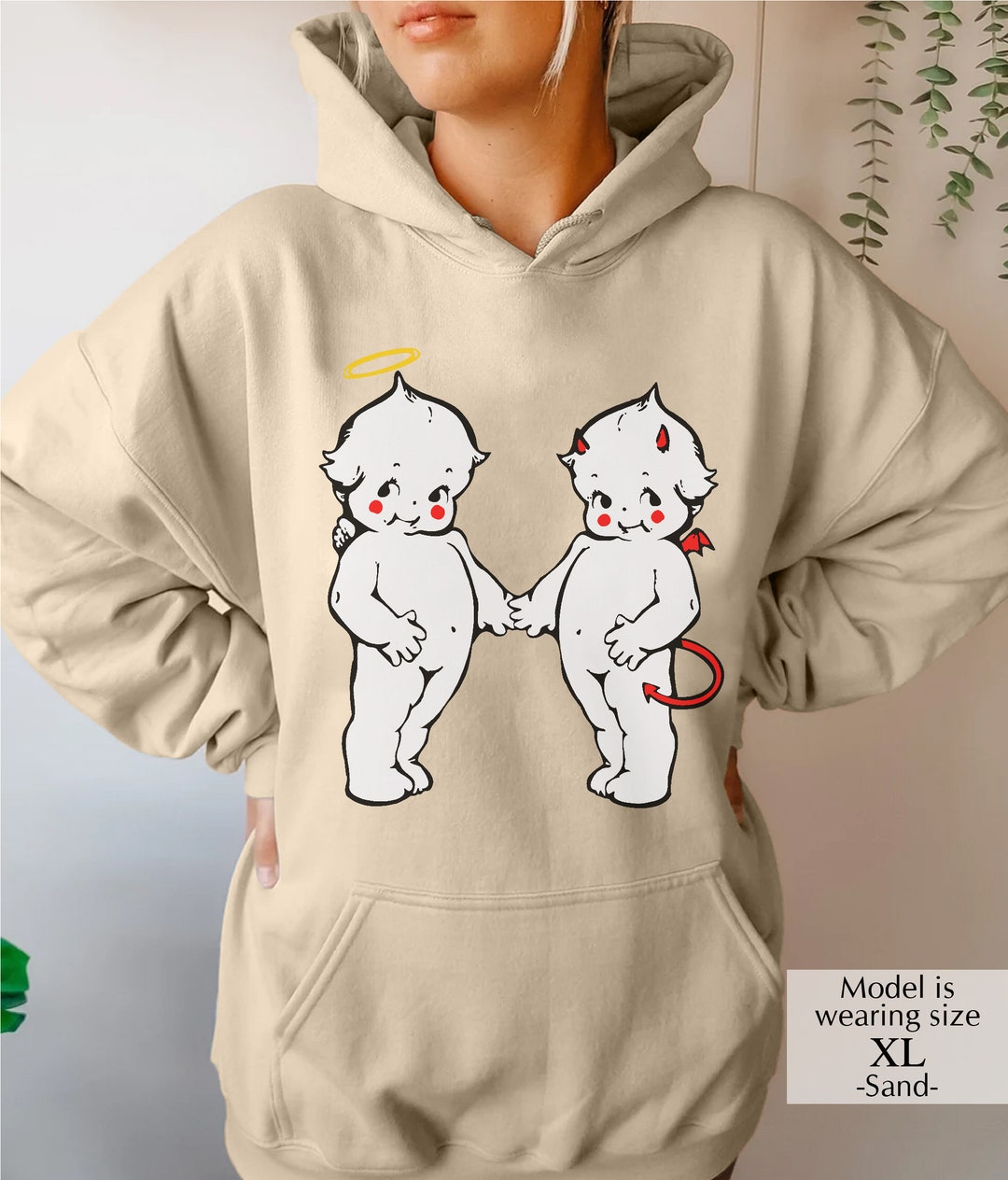 Good and Evil Hoodies, Angel and Devil Hooded Sweatshirt, Heaven Hell