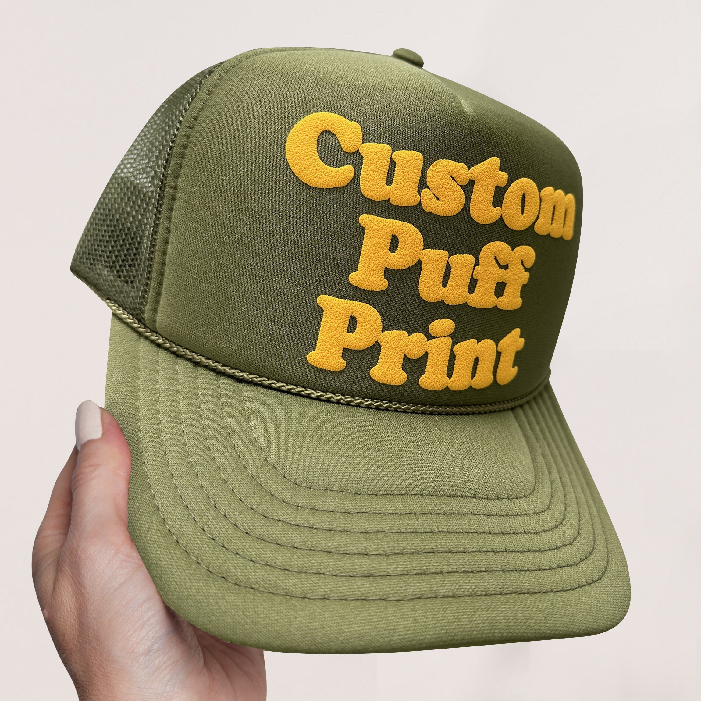 Custom Puff Print Trucker Hat, Personalized Foam Hat, Custom Caps, 3D Puff Print, Baseball Cap, Mesh Back Trucker Hat, 5 Panel Hat