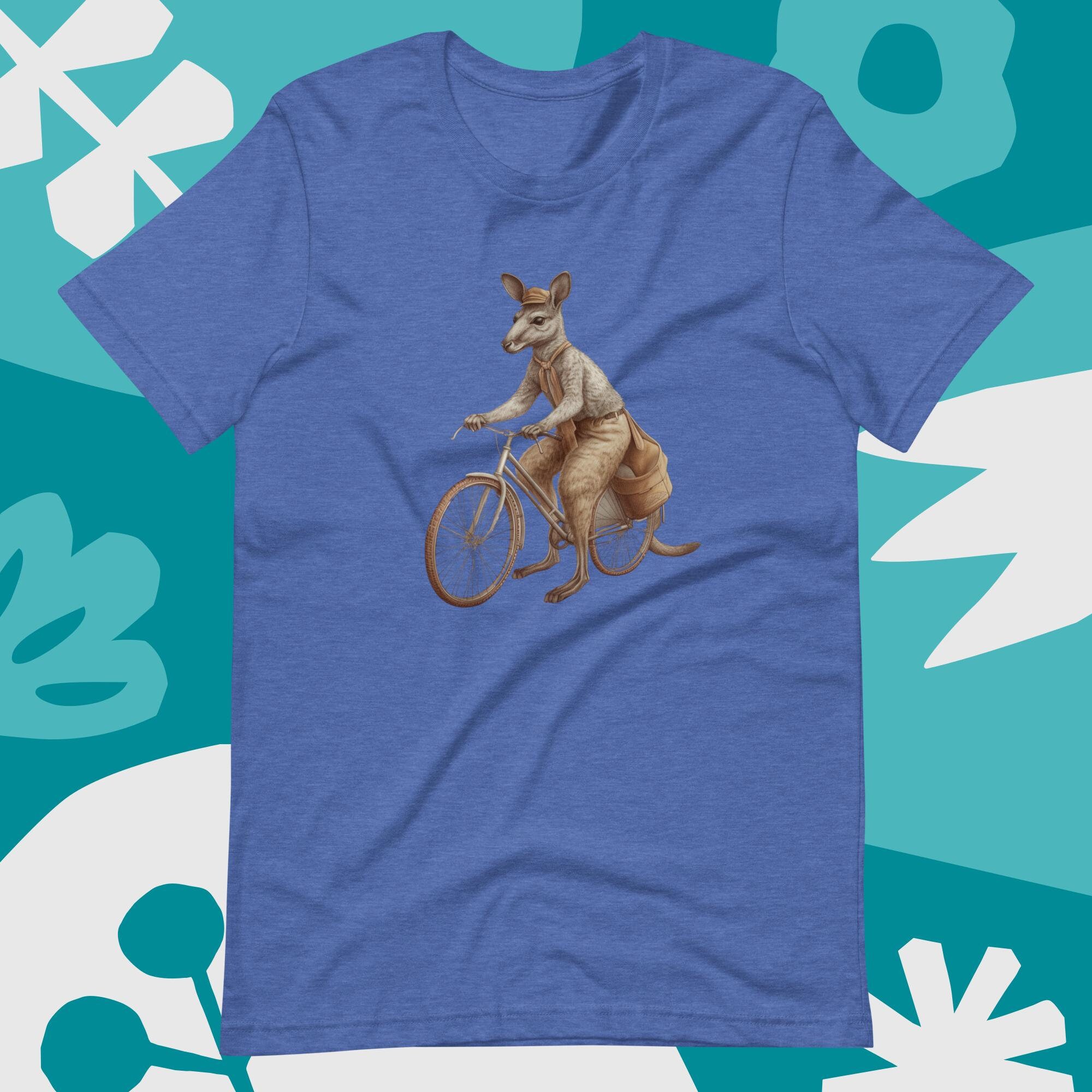 Kangaroo Shirt - A Kangaroo Riding A Bicycle - Screen Printed Short ...