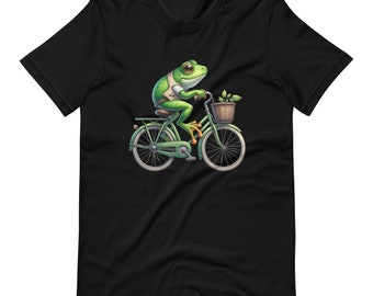 T-shirt da ciclismo con rana - T-shirt anfibio stravagante da ciclismo - Regalo divertente per gli amanti della natura - Camicia con illustrazione di animali unici - Top in morbido cotone