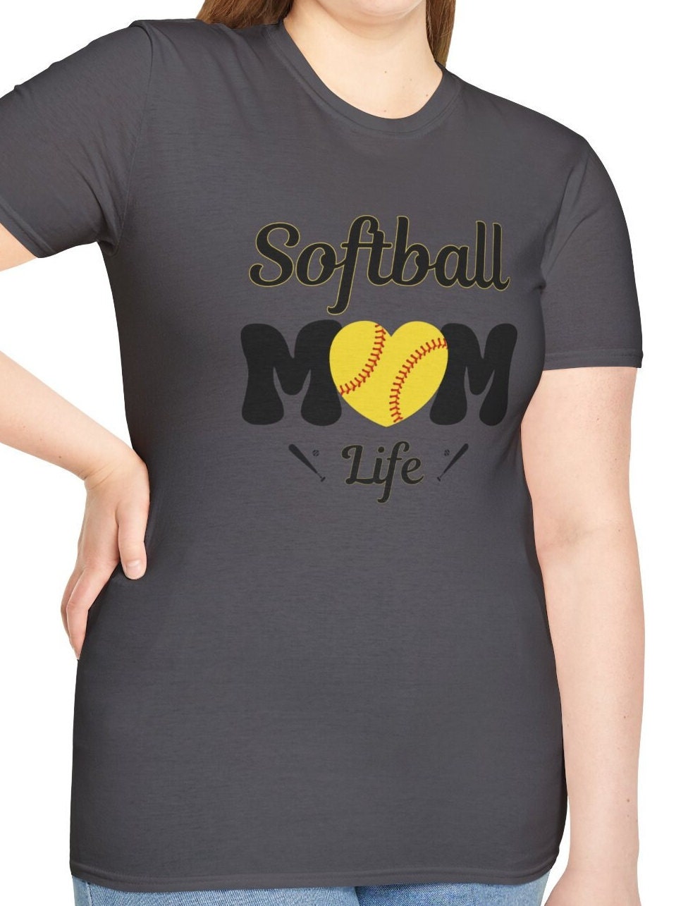 Softball Mom Shirt - Funny Graphic Tee For Women, Short Sleeve, Cotton Blend, Game Day Gift For Baseball Moms, Black, Medium