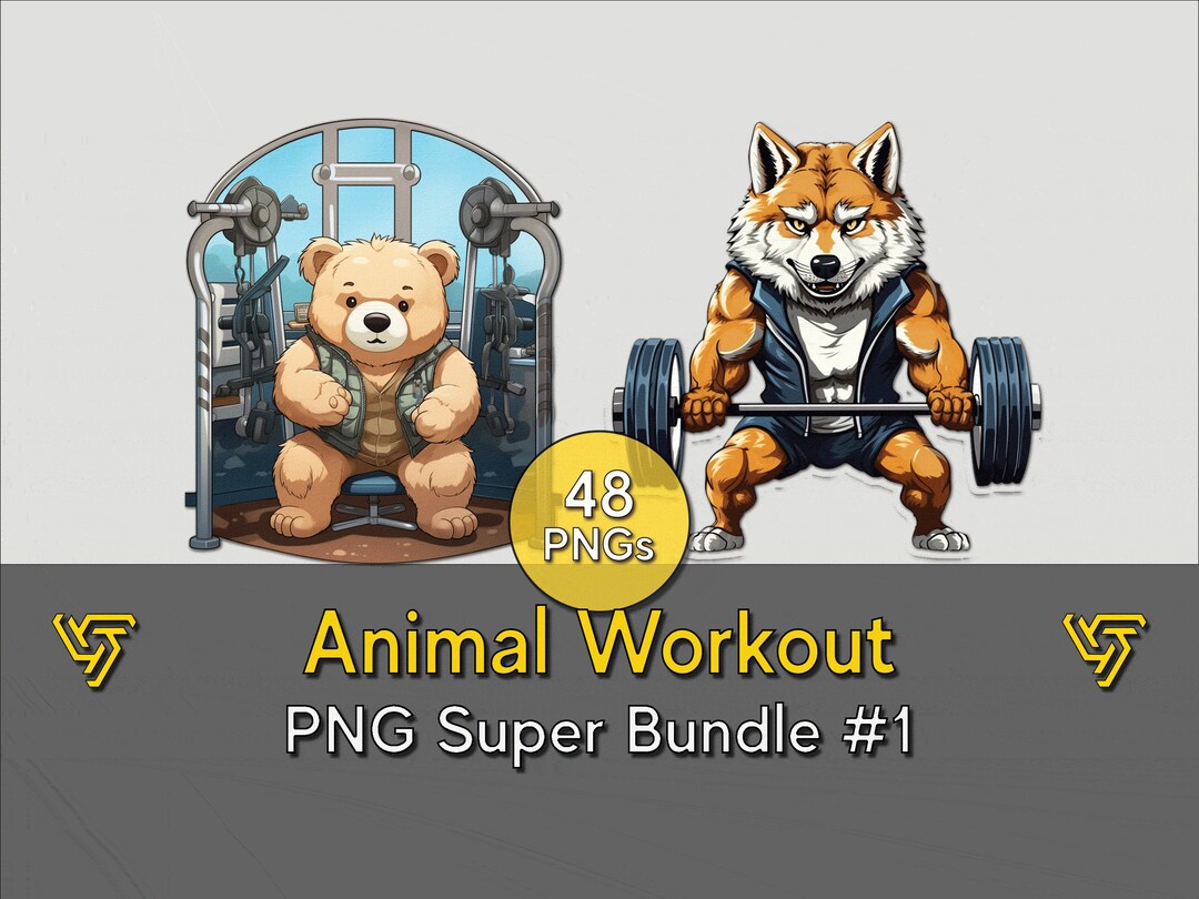 Animal Workout PNG Bundle 1 48 High Resolution Etsy