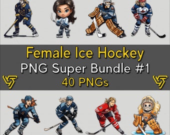 Ultimate Female Ice Hockey Clipart Bundle #1 with 40 Designs | High-Quality 300 DPI Transparent PNG Files | Instant Download