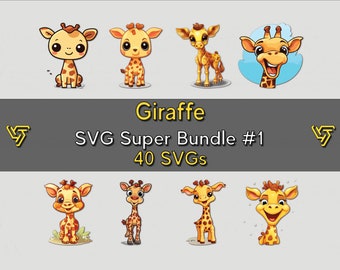 Söt giraff SVG Clipart-paket - 40 unika designer
