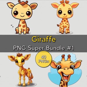 Exklusives Giraffe PNG Clipart Bundle | 40 hochwertige Designs | 300 dpi transparentes PNG