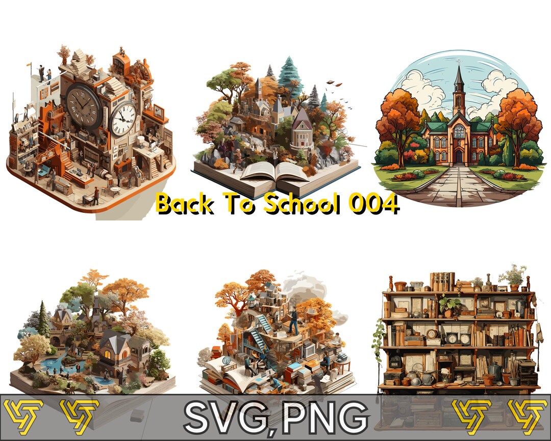 Back to School Clipart Bundle 004 | 6 PNG and 6 SVG Instant Downloads ...