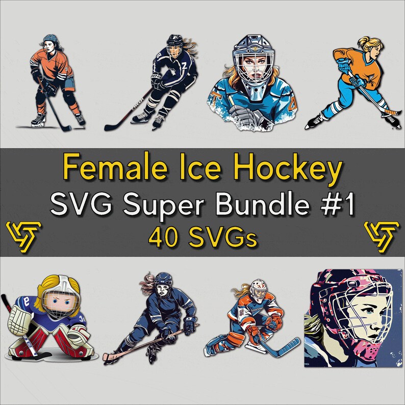 Female Ice Hockey SVG Bundle #1 | 40 Clipart Designs | Instant Download ...