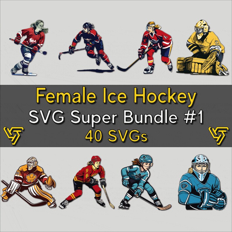 Female Ice Hockey SVG Bundle #1 | 40 Clipart Designs | Instant Download ...