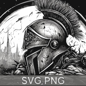 Epic Spartan Helmet 019 - SVG and PNG | Instant Digital Download | Wall Art | Printable