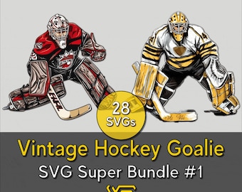 Vintage Hockey Goalie SVG Bundle #1 - Instantly download your sublimation friendly SVG clipart bundle with 28 designs