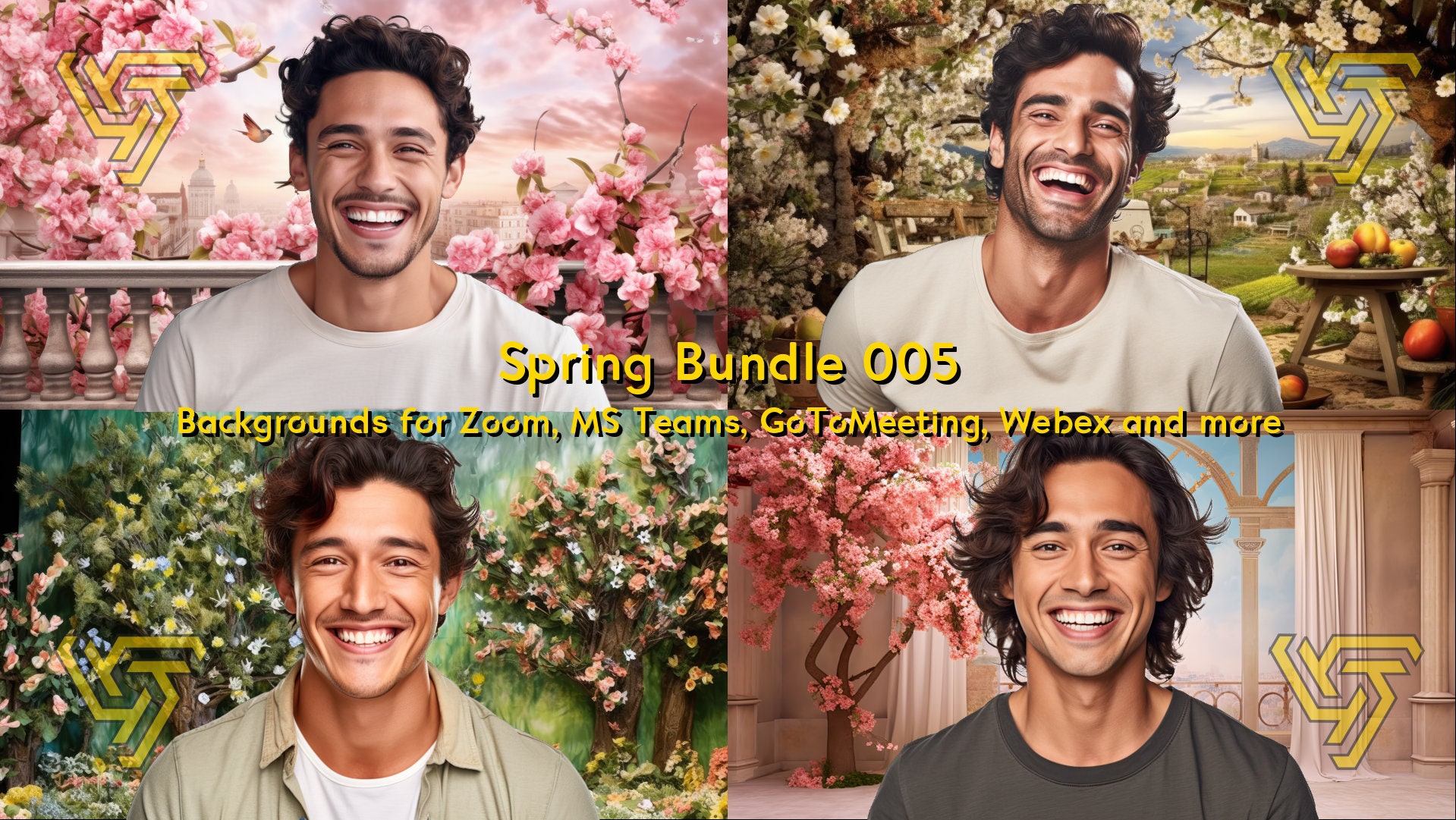 Springtime Splendor Digital Download Bundle 005 - 4 Backgrounds ...