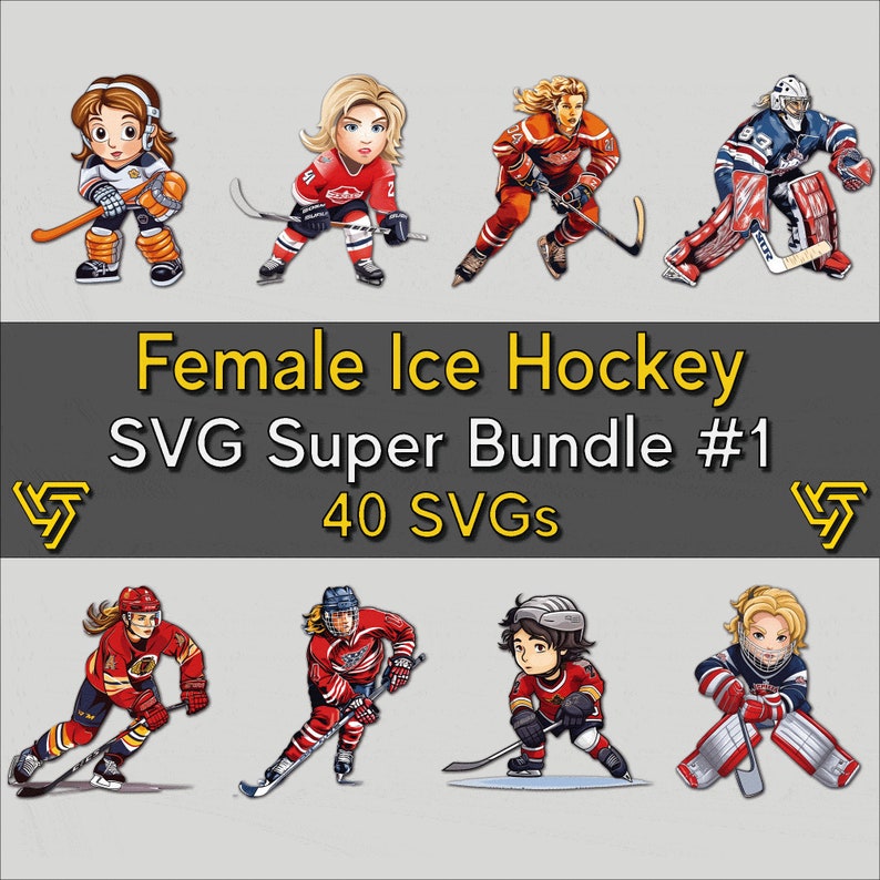 Female Ice Hockey SVG Bundle #1 | 40 Clipart Designs | Instant Download ...