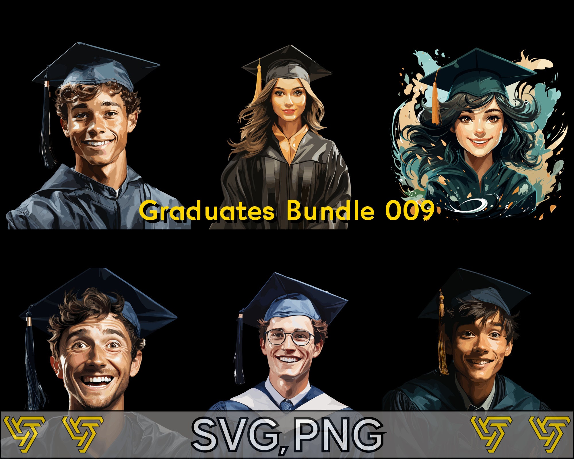 Student/graduate Clipart Bundle 009 6 PNG and 6 SVG Instant Downloads ...