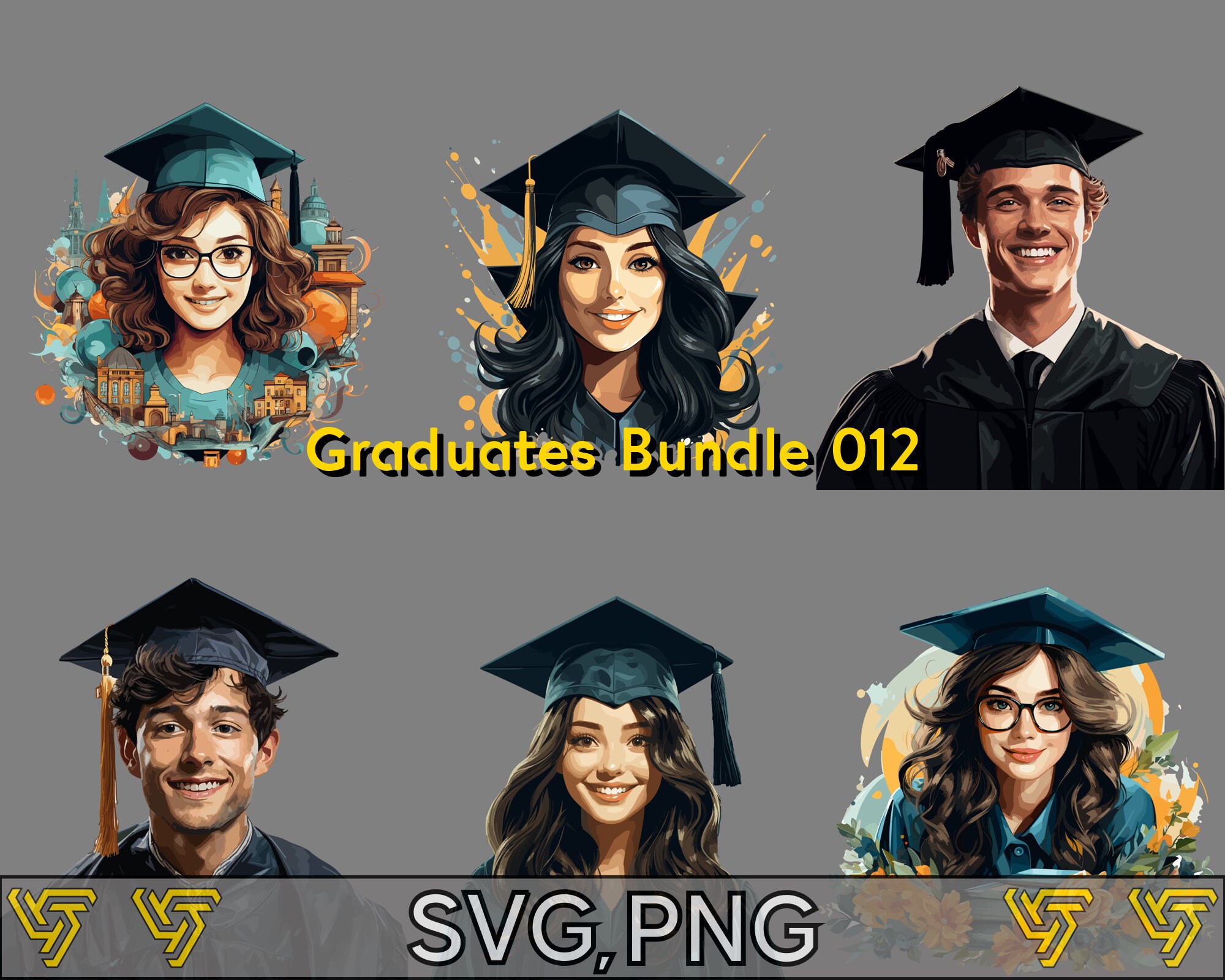 Student/graduate Clipart Bundle 012 6 PNG and 6 SVG Instant Downloads ...