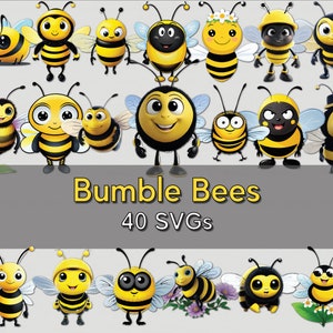 Bee-utiful Bumble Bees SVG Clipart Bundle #1 | Instant Download | 40 Designs
