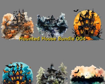 Halloween Haunted House Clipart Bundle 004 with 6 designs in our SVG Bundle and 300 DPI Transparent PNG Bundle instant download files