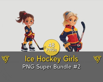 Ice Hockey Girls Clipart Bundle #2 - Instantly download your Ice Hockey Girls PNG bundle with 300 DPI Transparent PNG files | 48 Designs