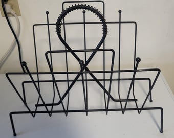 Mid-Century Black Fredrick Weinberg Style Magazine Rack.
