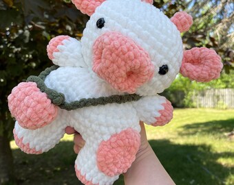 Handmade Crochet Peach Cow